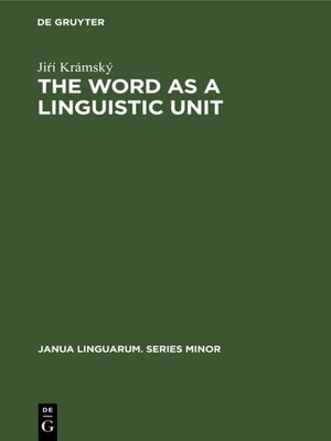 cover image of The word as a linguistic unit